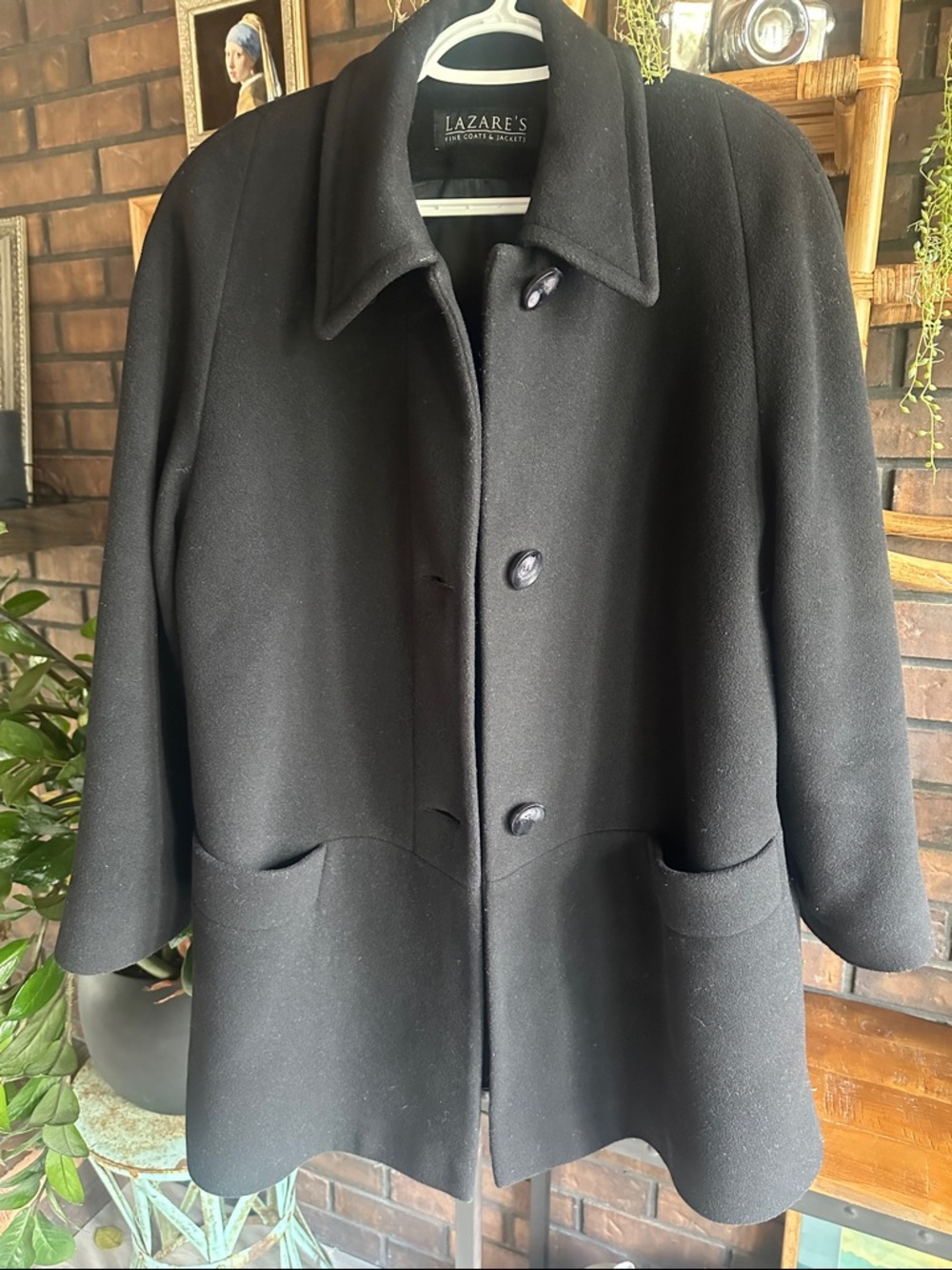 Lazare's Black Wool Button-Up Coat